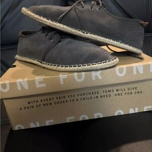 TOMS Suede Diego Espradilles Forged-Iron Grey Shoes Men 8.5/10 Women